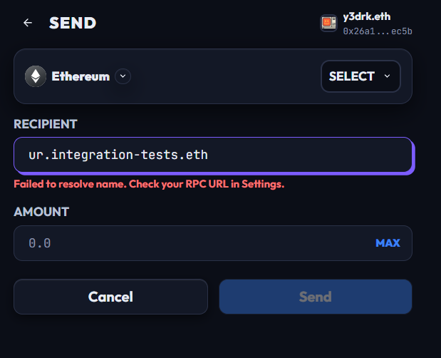 WalletChan fails to resolve the name for ENSv2